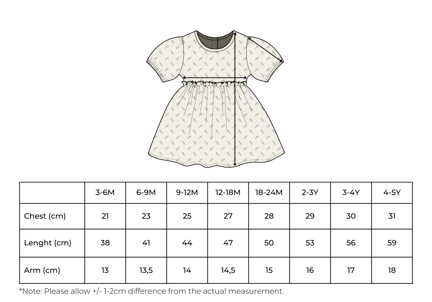Baby Girl Floral Summer Dress – Beige, 100% Cotton, OEKO-TEX | ELIANE Dress