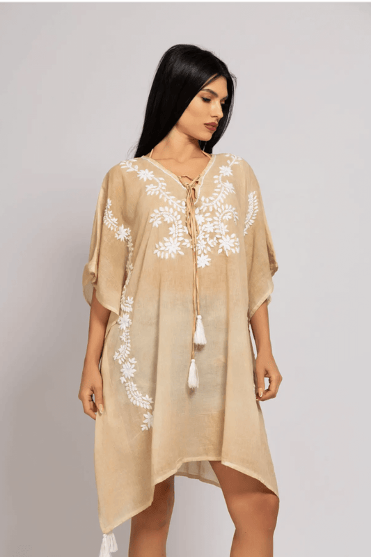 Kaftan with White Embroidery