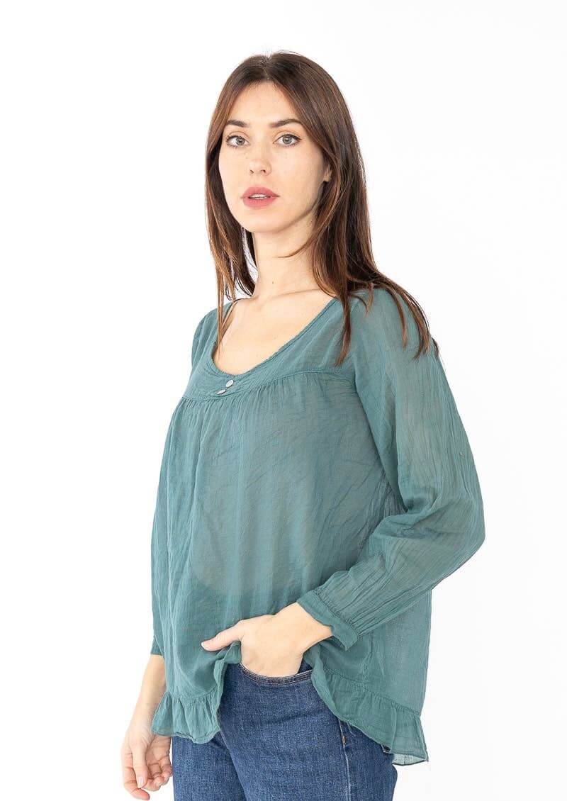 Italian Women’s Linen Top – One Size, Made in Italy, Eco-Friendly Care