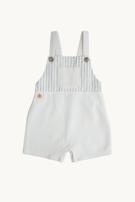 ELIF Overalls – Unisex Black Striped &amp; Beige, Adjustable Cotton, Coconut Buttons