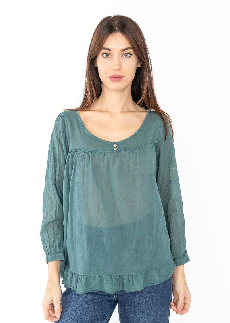 Italian Women’s Linen Top – One Size, Made in Italy, Eco-Friendly Care
