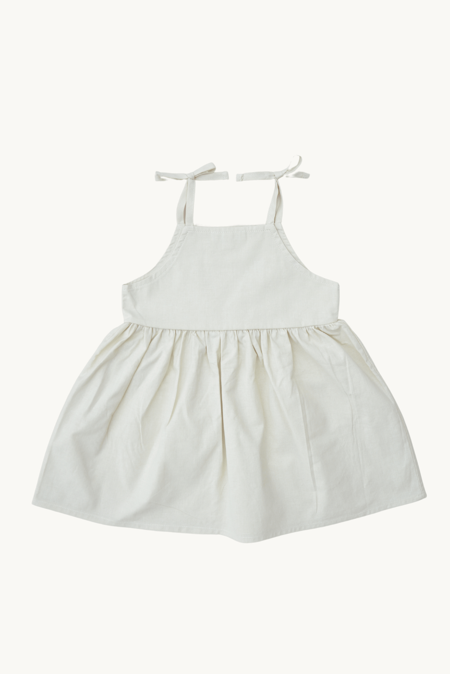 ESTELLE Dress – Beige Cotton with Embroidered Pockets