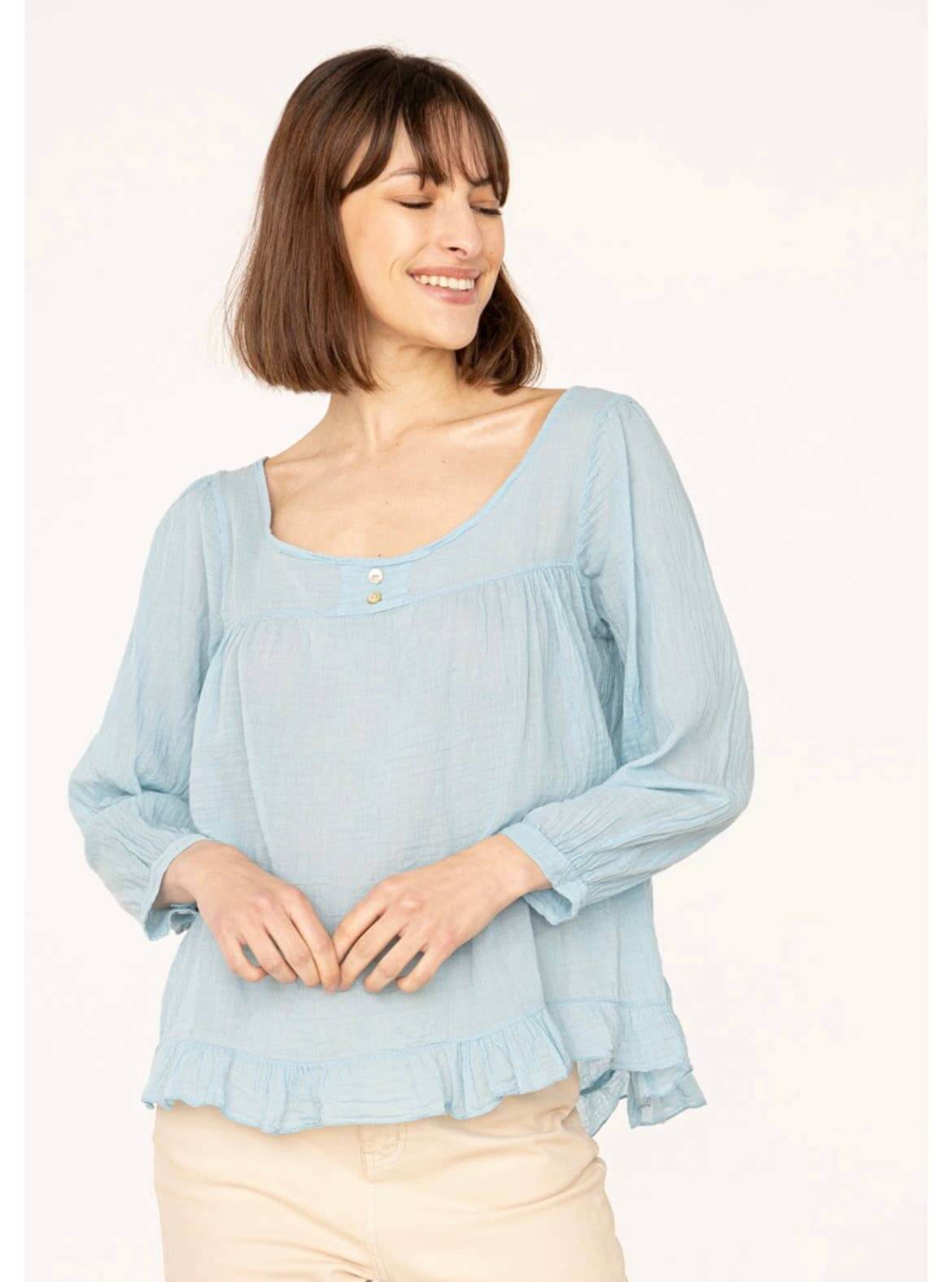 Italian Women’s Linen Top – One Size, Made in Italy, Eco-Friendly Care