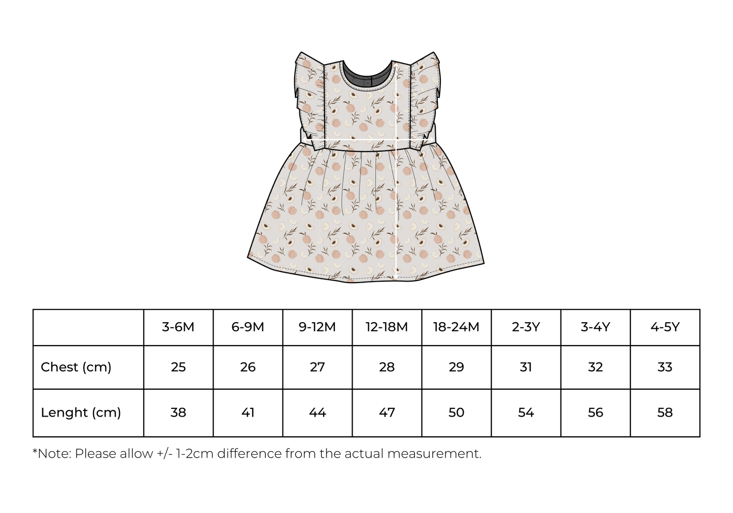 Blue with Peach Pattern, Ruffles & Coconut Buttons