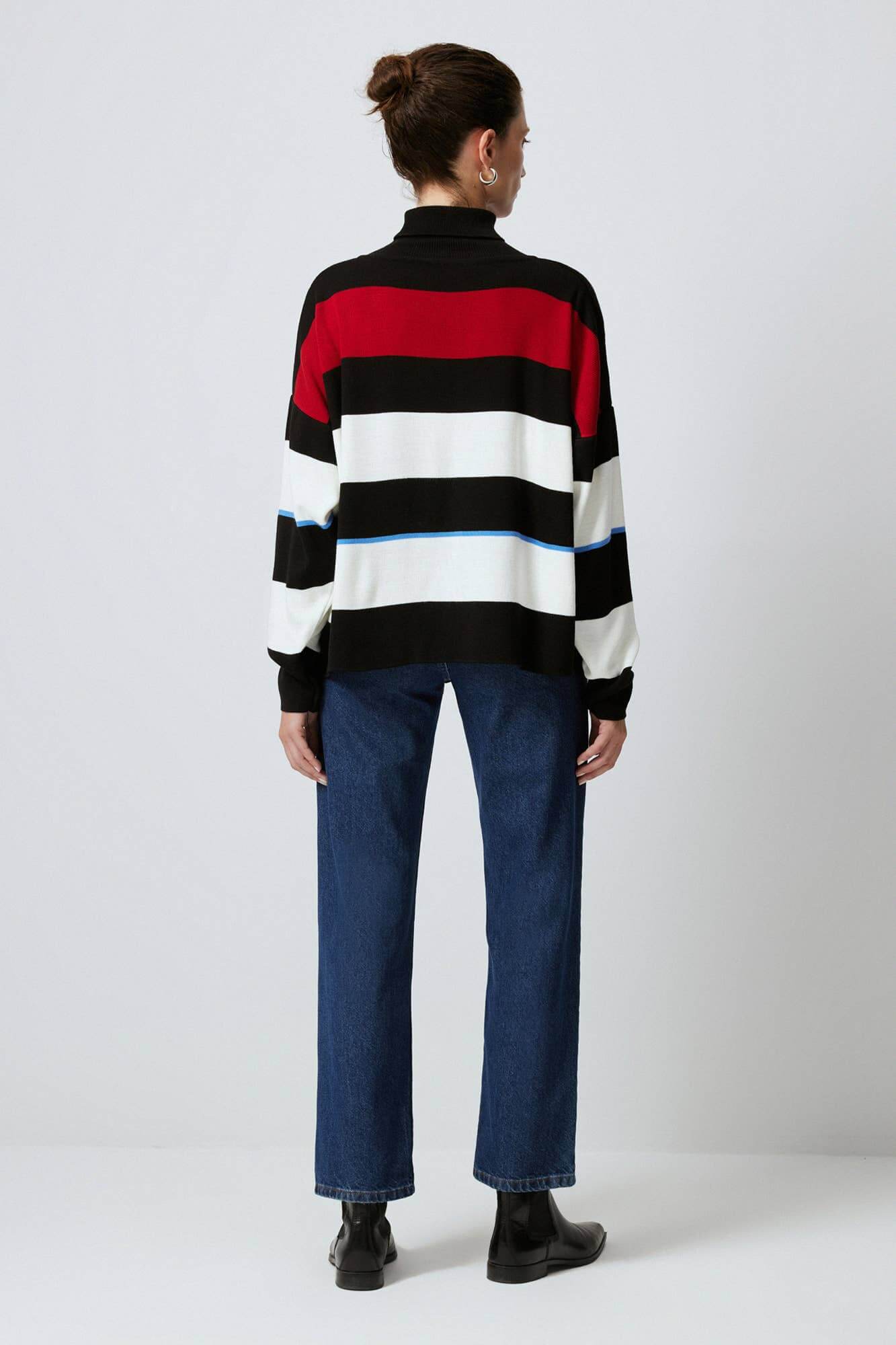 Turtleneck Striped Knit Sweater