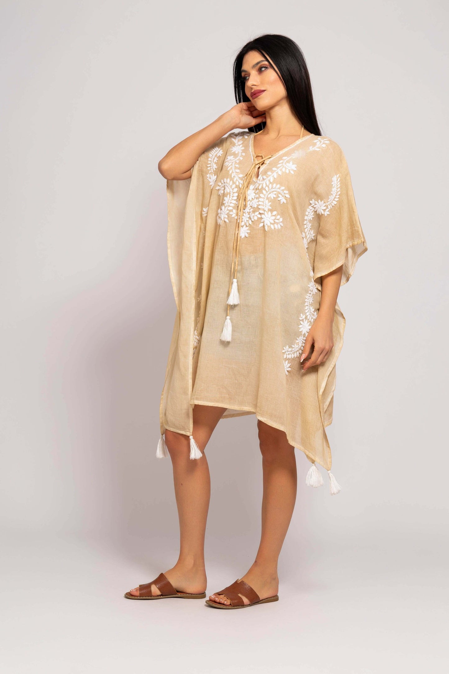 Kaftan with White Embroidery